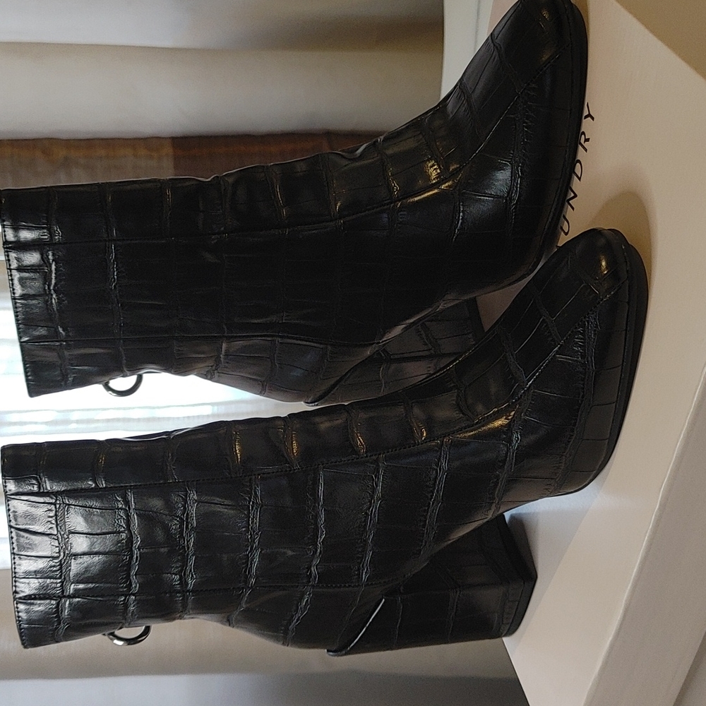 Black Croc. Bootie